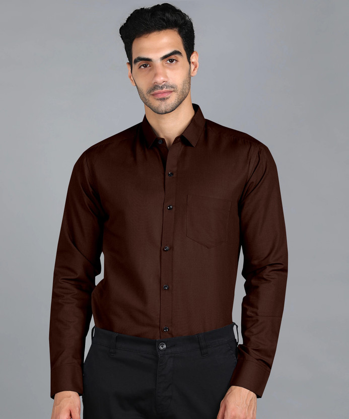 STONEBERG Men Solid Casual Brown Shirt