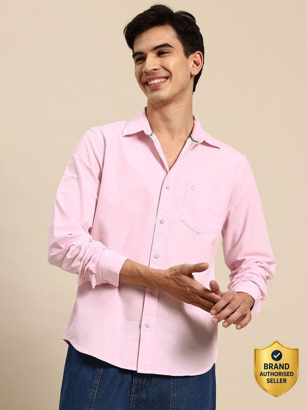 United Colors of Benetton Men Solid Casual Pink Shirt