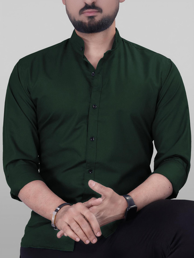 METRONAUT Men Solid Casual Dark Green Shirt
