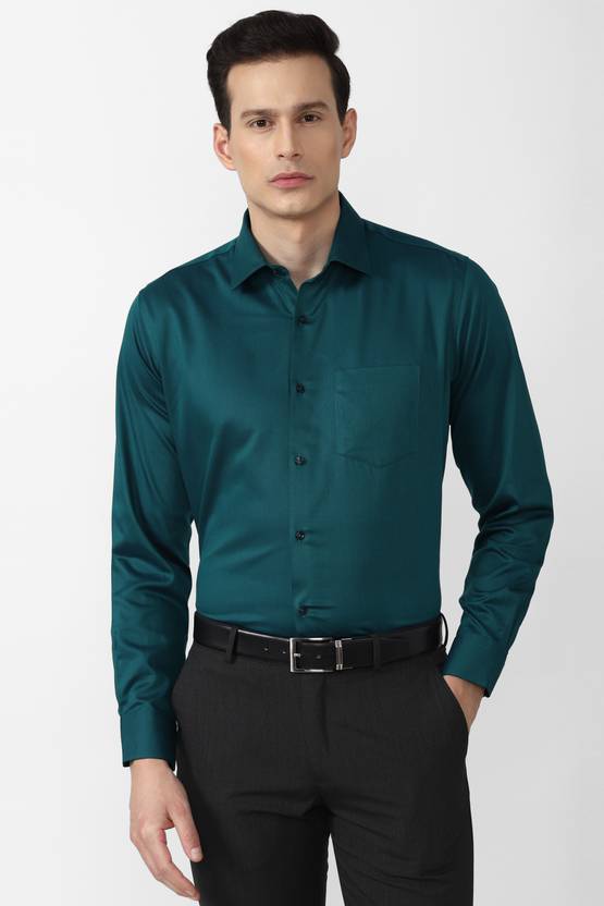 VAN HEUSEN Men Self Design Formal Blue Shirt