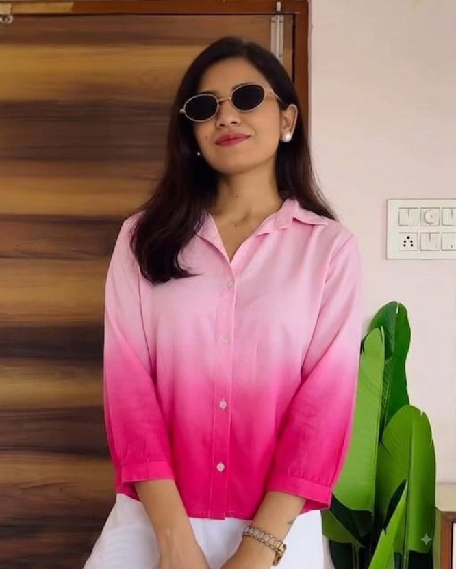 AAC AAC Women Dyed/Ombre Casual Pink, Red Shirt - Flipkart Deal