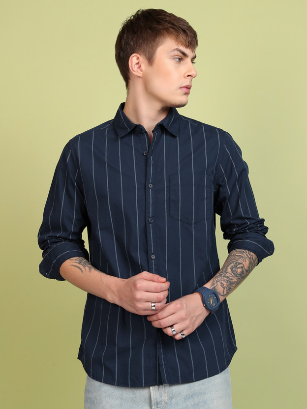 HIGHLANDER HIGHLANDER Men Striped Formal Blue Shirt - Flipkart Deal