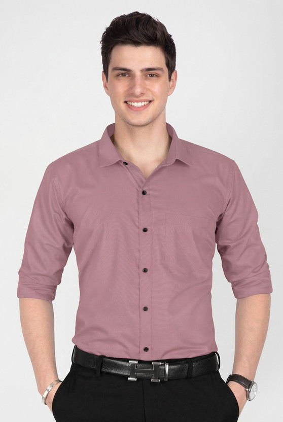 STONEBERG Men Solid Formal Pink Shirt