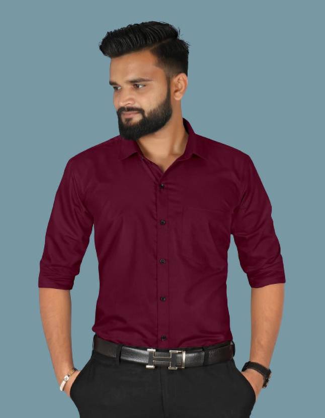 Vraj Fashion Men Solid Formal Maroon Shirt - Buy Vraj Fashion Men Solid  Formal Maroon Shirt Online at Best Prices in India 