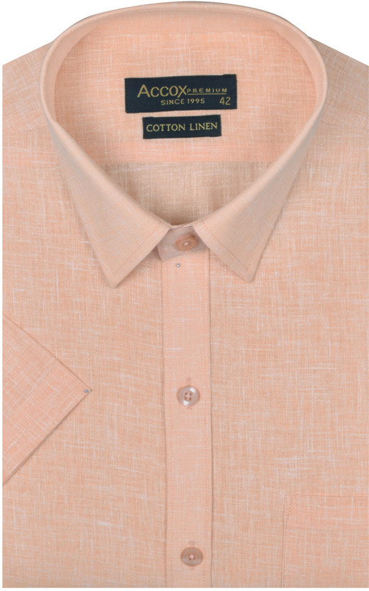 ACCOX Men Solid, Self Design Formal Orange Shirt