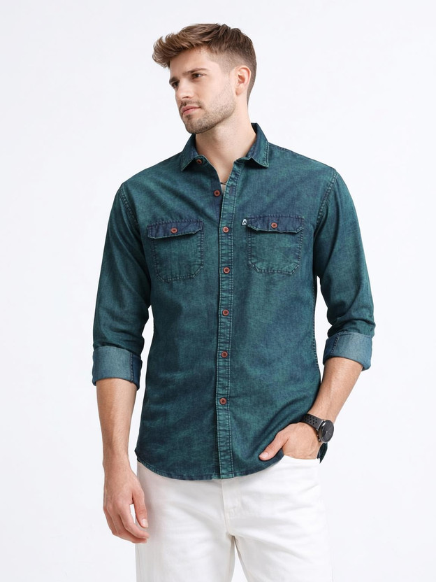 AIDAN AIDAN PAUL Men Washed Casual Green Shirt - Flipkart Deal