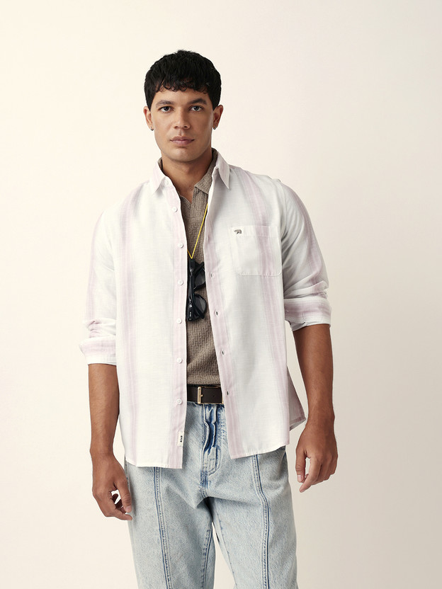 THE THE BEAR HOUSE Men Striped Casual Pink Shirt - Flipkart Deal