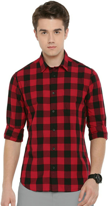 Red and black check shirt flipkart Clearance
