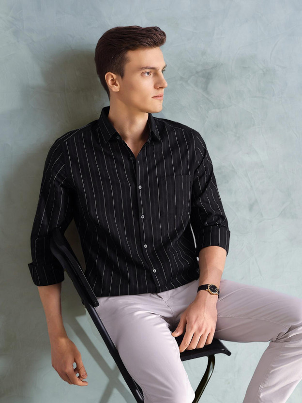 ARROW ARROW Men Striped Formal Black Shirt - Flipkart Deal