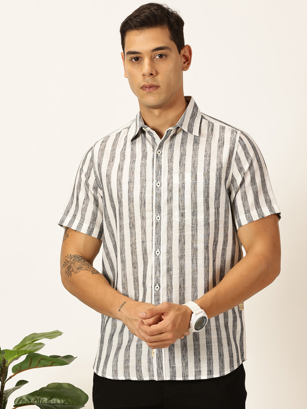 THOMAS SCOTT Men Striped Casual Black Shirt