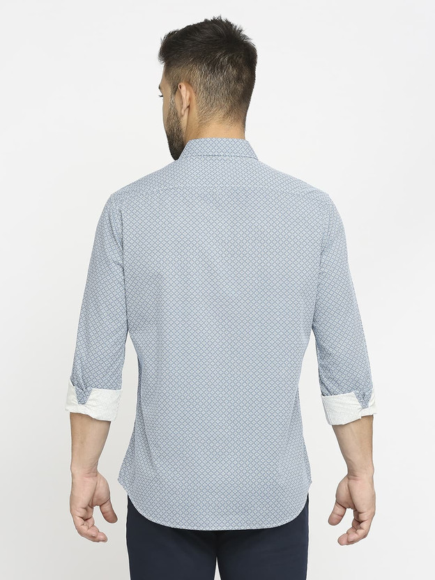 BASICS Men Printed Casual Blue Shirt