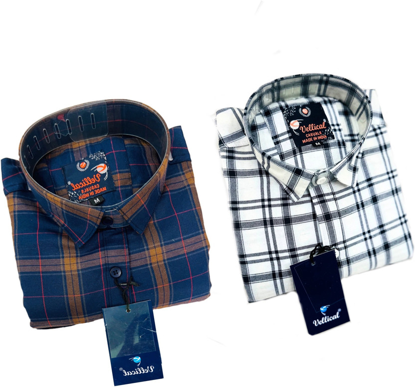 Vellical Men Checkered Casual Multicolor Shirt(Pack of 2)