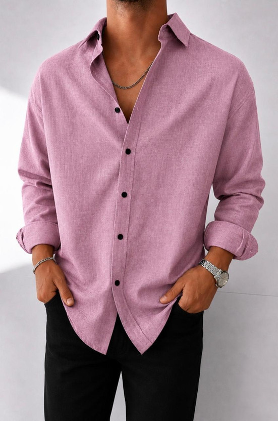 JACKBELLA JACKBELLA Men Self Design Casual Pink Shirt - Flipkart Deal