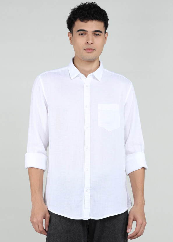 INDIAN TERRAIN Men Solid Casual White Shirt