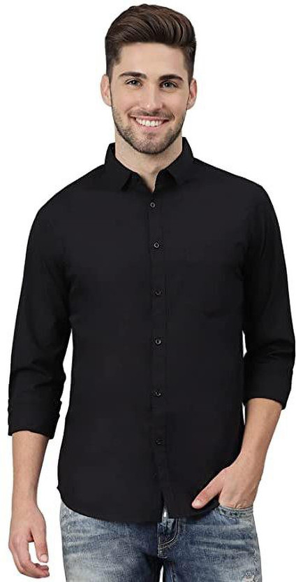 Brothers Men Solid Casual Black Shirt  brothers casual shirt wear