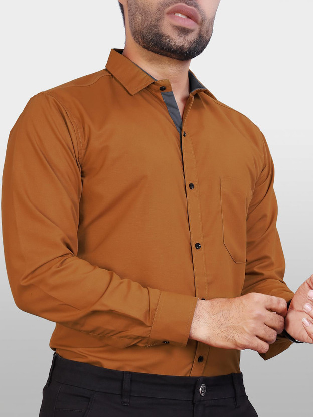 METRONAUT Men Solid Casual Brown Shirt