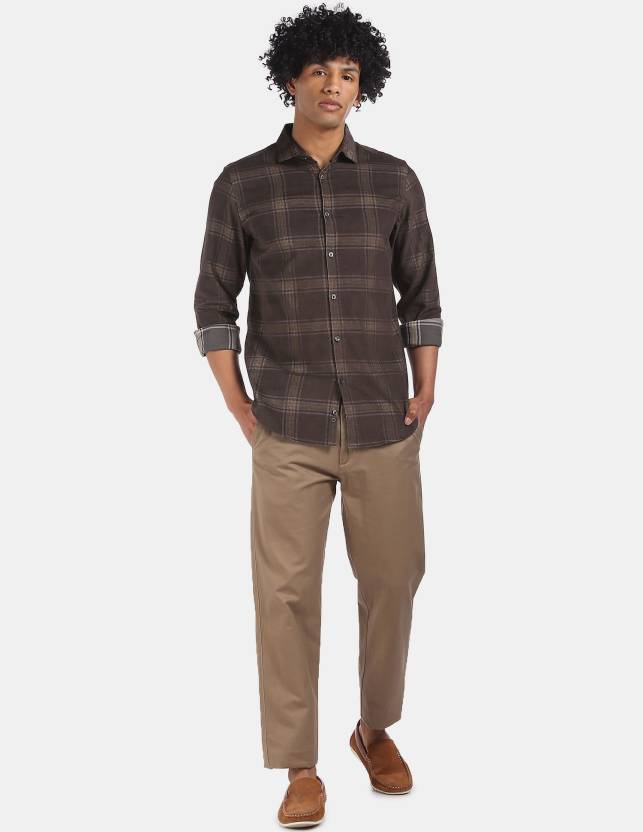 Calvin Klein Men Checkered Casual Brown Shirt - Buy Calvin Klein Men  Checkered Casual Brown Shirt Online at Best Prices in India 