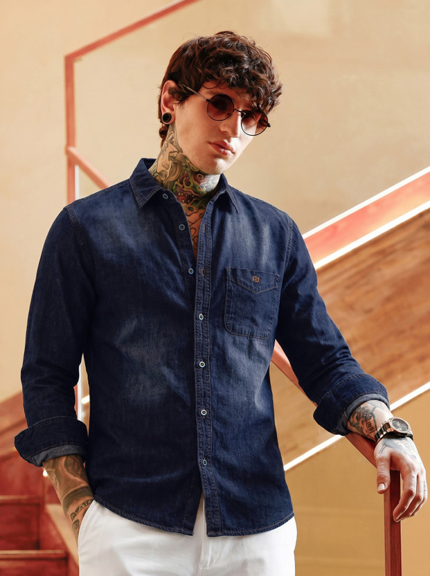 FABFARM FABFARM Men Solid Casual Blue Shirt - Flipkart Deal