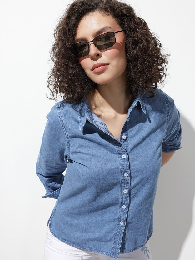 Roadster Roadster Women Solid Casual Blue Shirt - Flipkart Deal