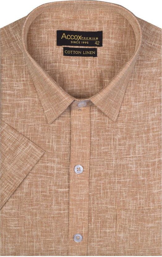 ACCOX Men Solid Formal Beige Shirt