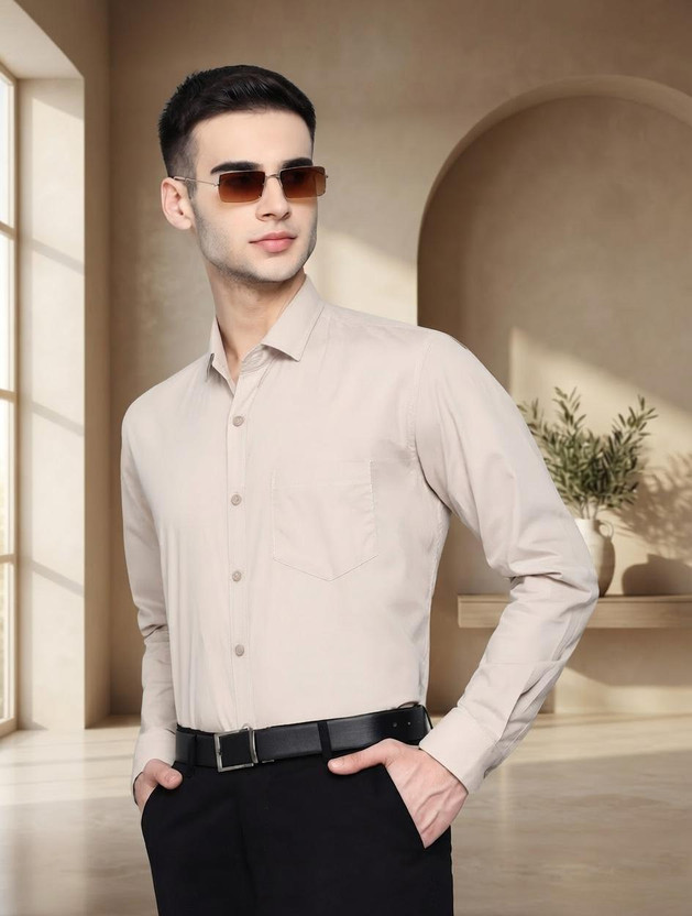 Kibit Kibit Men Solid Formal Beige Shirt - Flipkart Deal