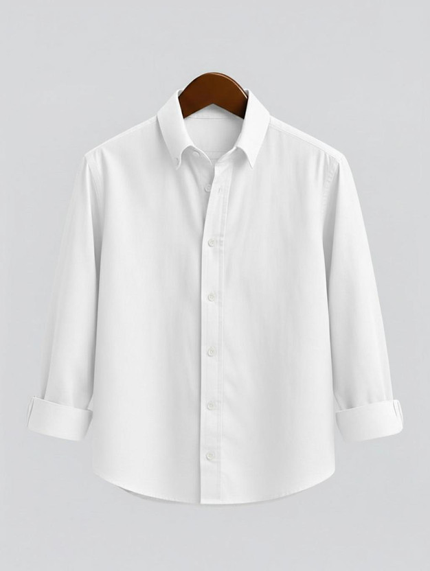 SHABIB Men Solid Casual White Shirt