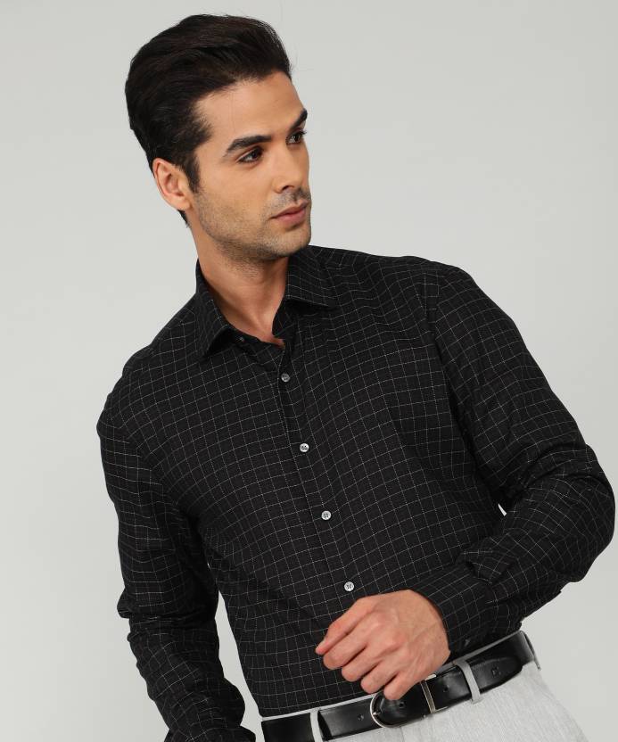 Calvin Klein Jeans Men Checkered Formal Black Shirt - Buy Calvin Klein Jeans  Men Checkered Formal Black Shirt Online at Best Prices in India |  