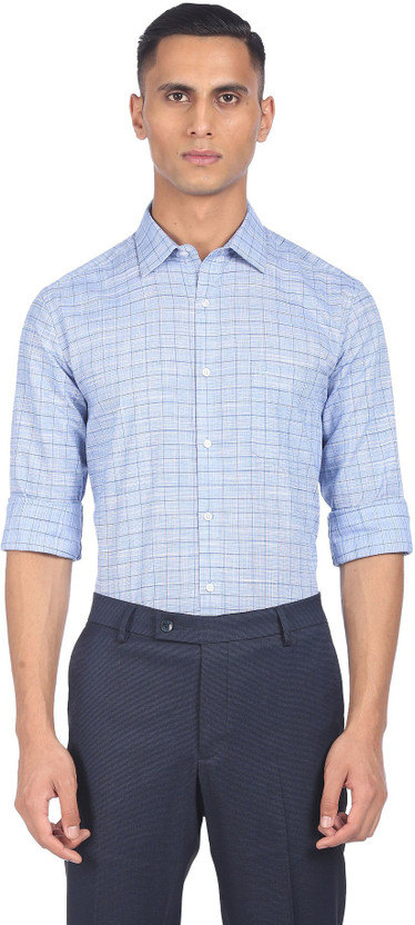 ARROW Men Checkered Formal Blue Shirt