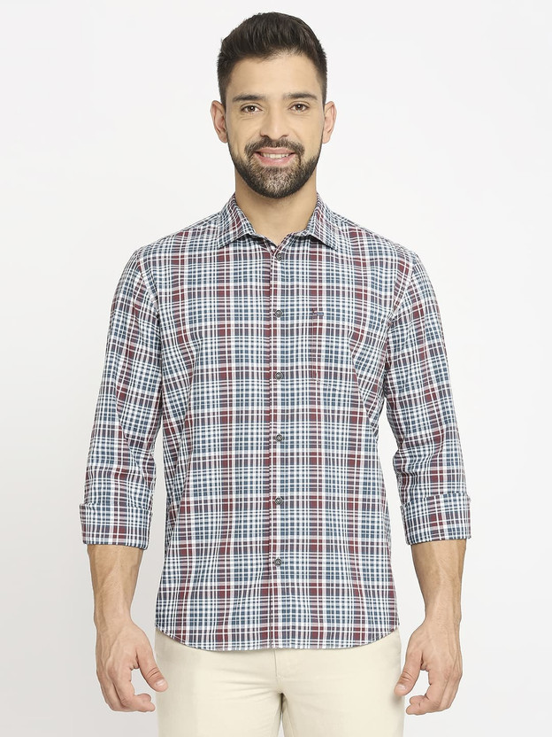 BASICS Men Checkered Casual Blue Shirt