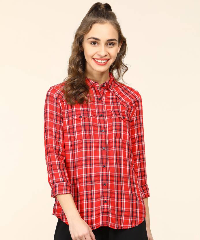 LEVI'S Women Checkered Casual Red Shirt - Buy LEVI'S Women Checkered Casual  Red Shirt Online at Best Prices in India 