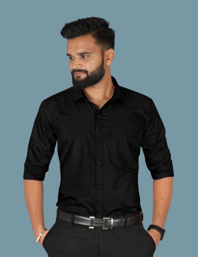 Centrum Serena streepje Vraj Fashion Men Solid Formal Black Shirt - Buy Vraj Fashion Men Solid  Formal Black Shirt Online at Best Prices in India | Flipkart.com
