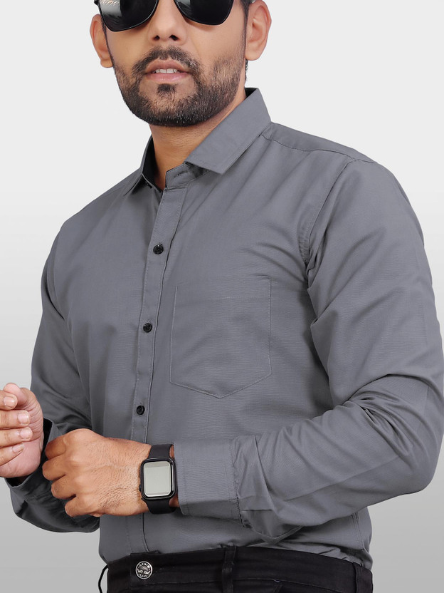 METRONAUT Men Solid Casual Grey Shirt