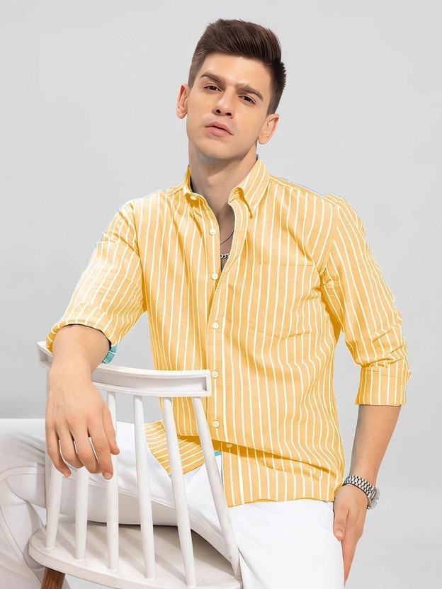 Spirit Men Striped Casual White Shirt