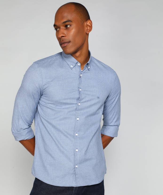 Calvin Klein Jeans Men Checkered Casual Blue Shirt - Buy Calvin Klein Jeans  Men Checkered Casual Blue Shirt Online at Best Prices in India |  