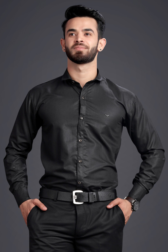 black semi formal shirt