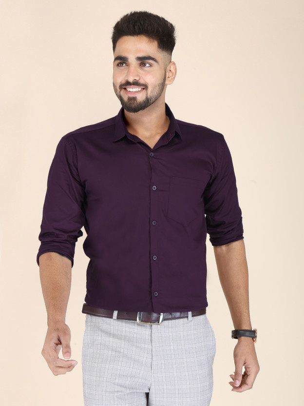 pant combination with purple shirt