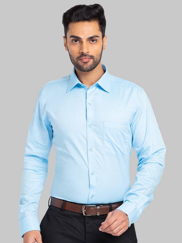 Raymond Men Solid Formal Light Blue Shirt - Buy Raymond Men Solid ...