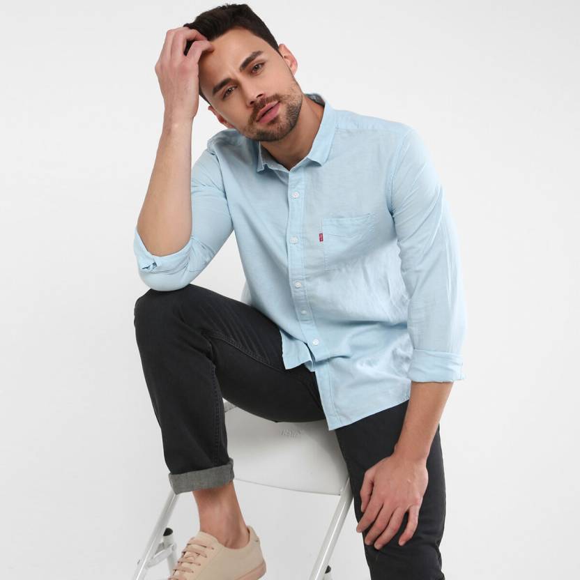 LEVI'S Men Solid Casual Light Blue Shirt - Buy LEVI'S Men Solid Casual Light  Blue Shirt Online at Best Prices in India 