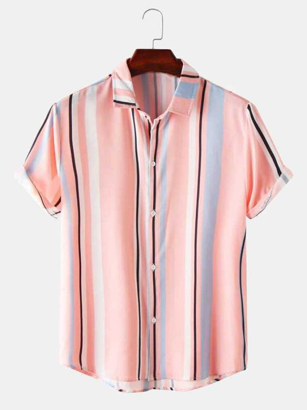 Men's striped casual shirt clearance