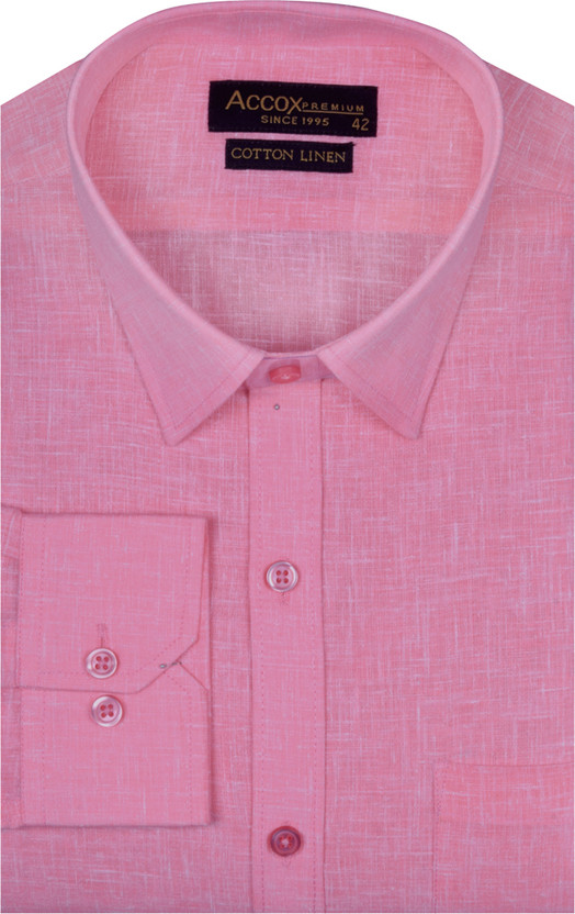 ACCOX Men Self Design Formal Pink Shirt