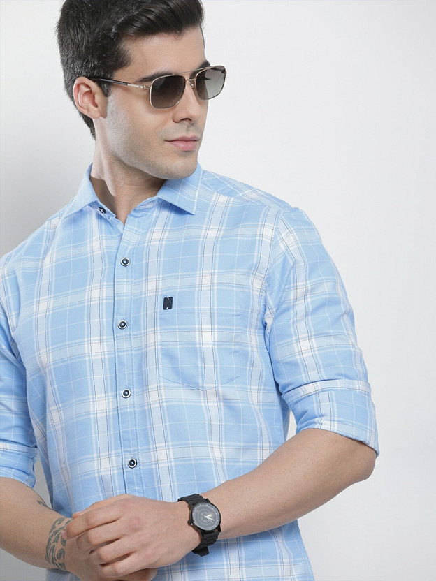 The Indian Garage Co. Men Checkered Casual White Shirt