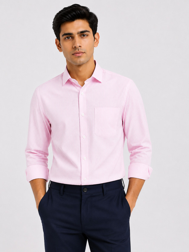 ShopGlobal ShopGlobal Men Striped Casual Pink, White Shirt - Flipkart Deal