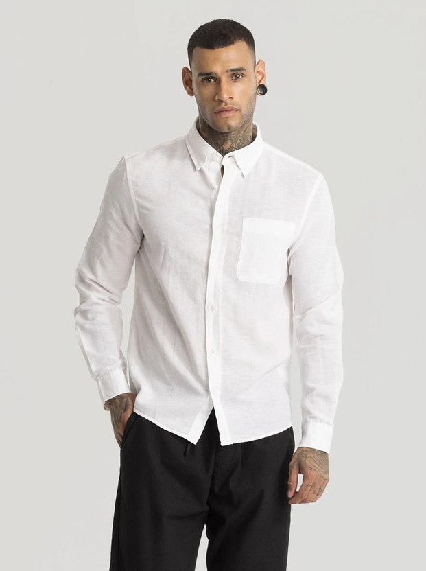 Snitch Snitch Men Solid Casual White Shirt - Flipkart Deal