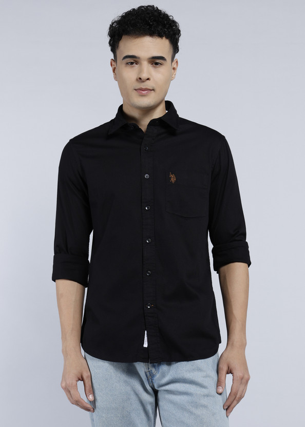 U.S. POLO ASSN. Men Solid Casual Black Shirt