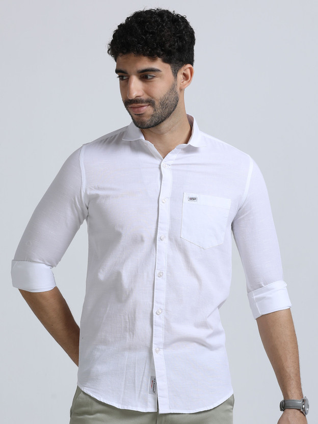 U.S. Pitchers Men Solid Casual White Shirt