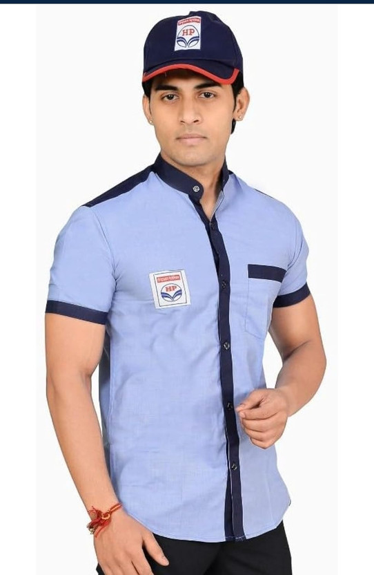 Mettyfabric Men Solid Casual Light Blue Shirt