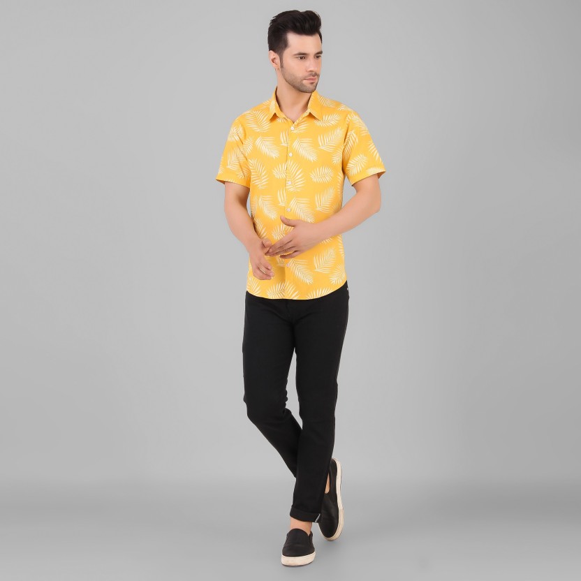 Save 69% Prada Cotton Hawaiian Shirt in Khaki Yellow for Men Mens Clothing Shirts Casual shirts and button-up shirts Yellow 
