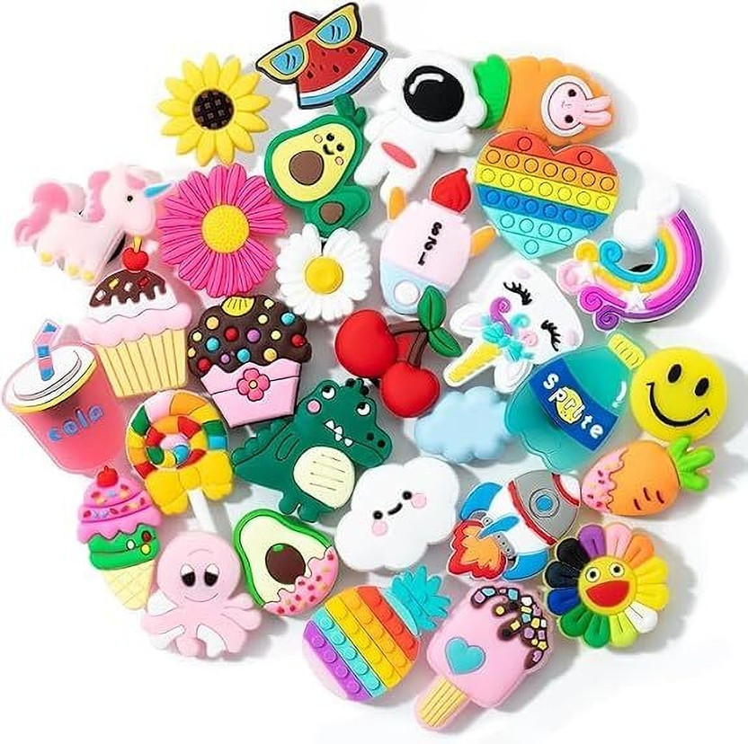 Concrew Concrew Slipper Charms For Girls Rubber Charms For Clogs Shoe Lace(Multicolor Set of 30) - Flipkart Deal
