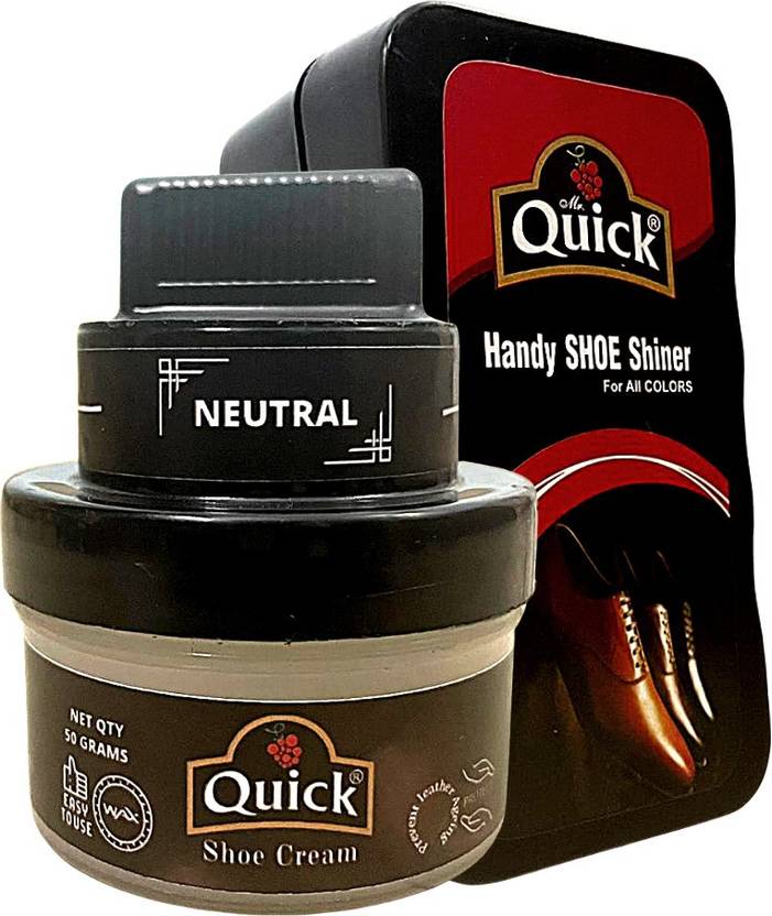 QUICK LS Cream Shoe Polish Color Natural (50 Grams) and Shoe Shiner