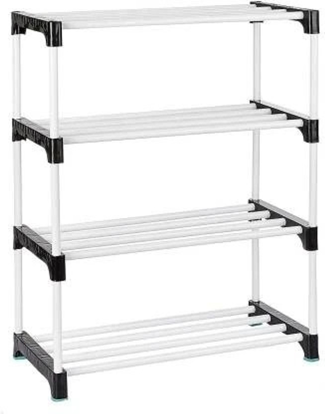 Plexus enterprises Black 4 Shoe Rack 2252 Plastic Shoe Stand(BLACK, 4 Shelves, DIY(Do-It-Yourself))